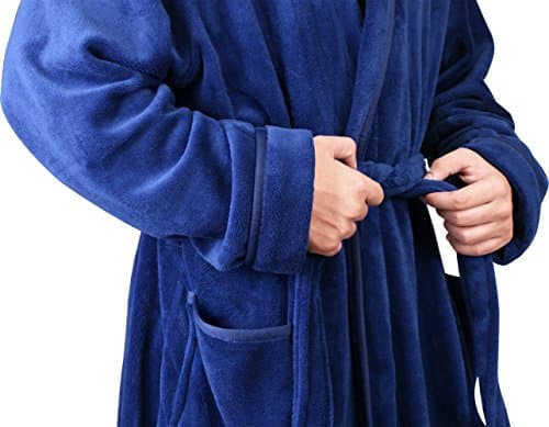 NY Threads Men's Hooded Fleece Bathrobe Plush Long Spa Robe