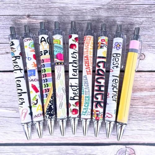 YJ PREMIUMS 10PC Teacher Pen | Fun Cute Funny Cool Best Pens for Teacher Set Pack Teach Love Inspire Writing School Sayings Preschool Appreciation Gifts Supplies Gift Supply in Bulk
