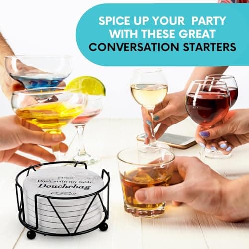 Funny Coasters - Perfect White Elephant Gifts - Unique Gifts for Women Men - Cool Friend Gifts - Secret Santa Gifts - Gag Gifts - Couples Gifts - Funny Housewarming Gifts - Birthday