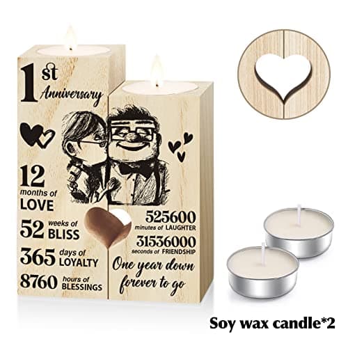 1st Anniversary Wedding Gifts for Wife, Couples Gifts Candlestick,1st 1 Year Wedding Anniversary Birthday Gifts for Wife from Husband,Wedding Anniversary Presents for Girlfriend,One Year for Her