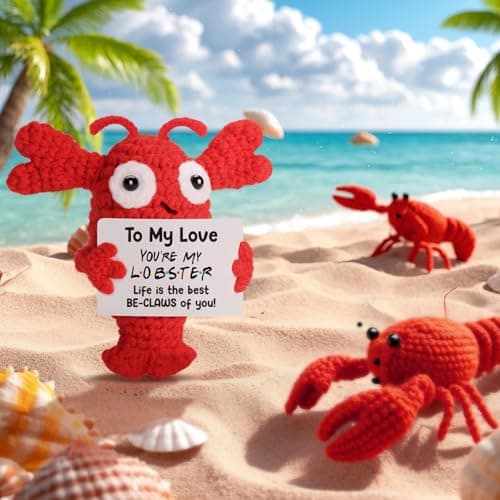 Gifts for Grilfriend Boyfriend Couples - to My Love Handmade Crochet Lobster Gifts, I Love You Gift for Her Him, Romantic Valentines Anniversary Birthday Chrismast Present for Women Men