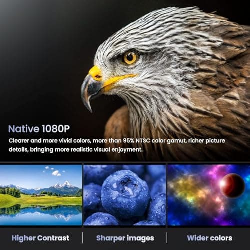 Projector, Native 1080P Full HD Bluetooth Projector with Speaker, Outdoor Portable Movie Mini Projector Compatible with Laptop, Smartphone, TV Stick, Xbox, PS5