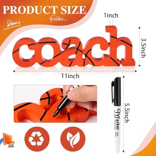 2 Pcs Coach Wood Word Marker Pen Set Coach Gift Coach Dad Gifts Coach Gifts Shelf Desk Decor Ready to Autograph(Basketball)