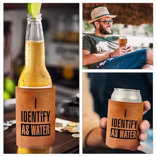 Gifts for Dad from Daughter, Son for Fathers Day - Dad Gifts, Men Gifts - Birthday Gifts for Men, Dad Birthday Gift, Birthday Gifts for Dad - Retirement Gifts for men, Leather Can Cooler for Mens 12Oz