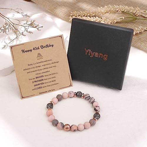 Yiyang 13th 16th 18th 21st 25th 30th 35th 40th 45th 50th 60th 65th 70th 75th 80th Birthday Gifts for Women, Natural Stone Bracelet Birthday Gifts for Women Mom Daughter Grandma Sister Coworker