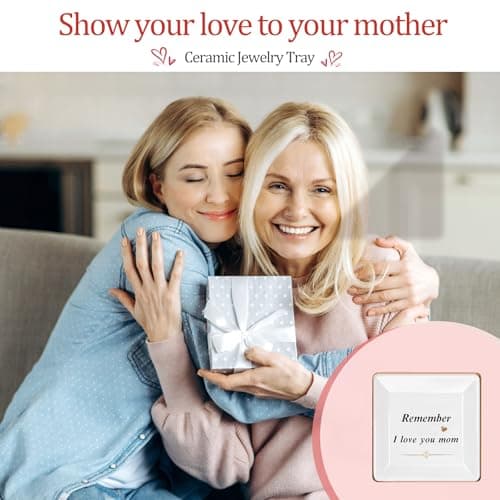 Ceramic Jewelry Tray for Mom: Christmas Gifts for Women Wife Grandma.Trinket Tray Dish Decorations for Rings Earrings Necklaces Bracelet, Mothers Day Birthday Gifts for Women Mom Sister Friends