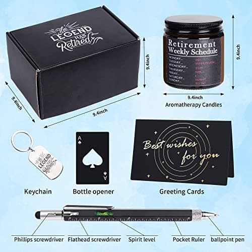 Kolewo4ever 9 Pcs Retirement Gifts for Men Christmas Gifts for Men 2025 Happy Retirement Gift for Coworker,Teachers,Dad,Grandpa Best Retire Gift Box with Insulated Tumbler Baseball Cap Socks