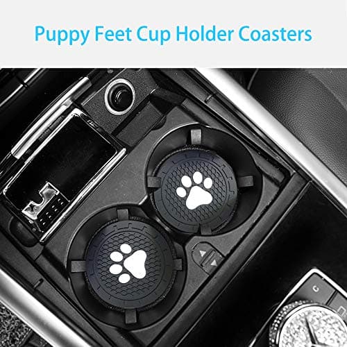 Car Cup Holder Coasters-Car Interior Accessories 2.75 inch Silicone Anti Slip Cute Dog Paw Car Coaster -Universal (Pack of 2)