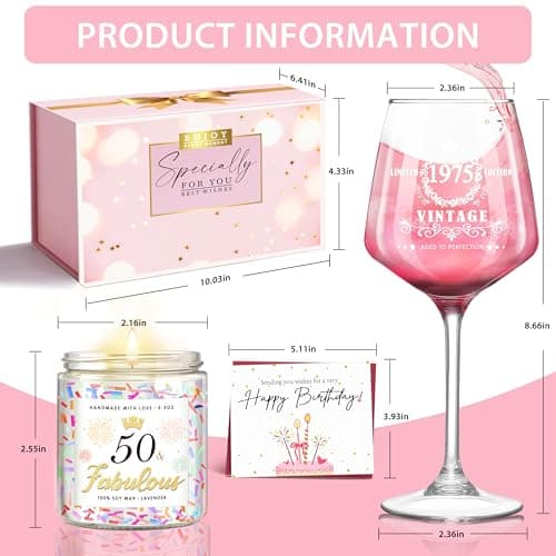 LUCOTIYA 50th Birthday Gifts for Women 50th Birthday Gifts for Her Vintage 1975 Gifts Idea For Women,Friends,Sister,Mom,Aunt