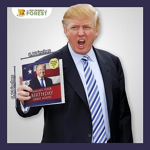 OUR FRIENDLY FOREST Talking Trump Birthday Card with Authentic Voice - Presidential Theme Birthday Greeting for Men & Women (Red)