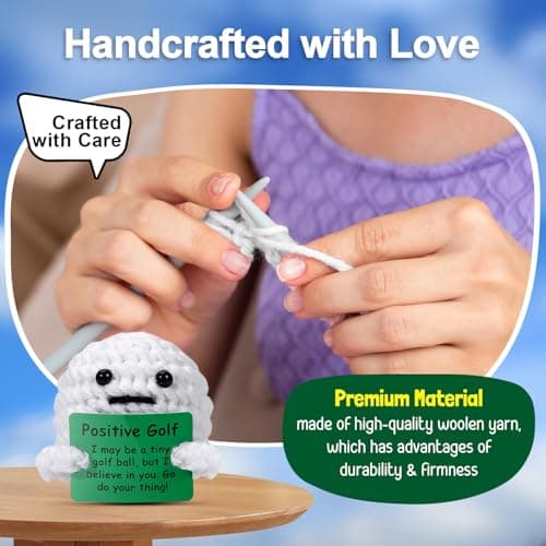 AICase Golf Gifts Accessories Funny Positive Golf Ball Crochet Gag Gift Ideas, Emotional Support Nuggets for Men Women Golfers Tournament Dad Mom Fathers Day Christmas Easter Birthday Stuff