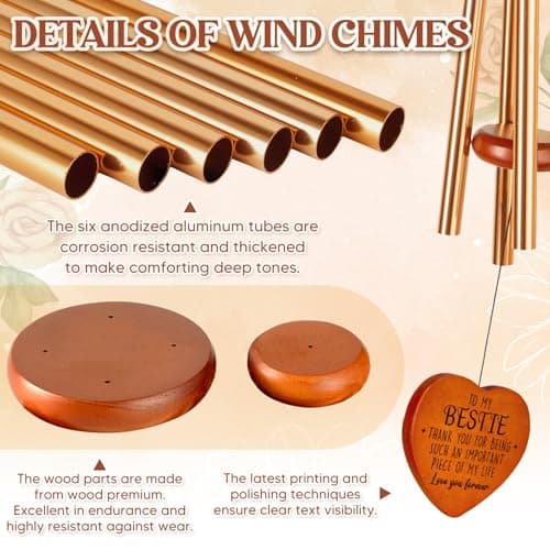 Bestie Gifts for Women, Best Friend Wind Chimes, Friendship Bestie Happy Birthday Gift for Women, Graduation Thanksgiving for Friends Female BFF