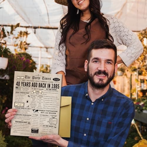 Ziwenhu Big 40th Birthday Card Gift for Men Women or Him Her, Happy 40 Year Old Birthday Greeting Card for Mom Dad, Vintage 40th Birthday Decorations for Husband Wife