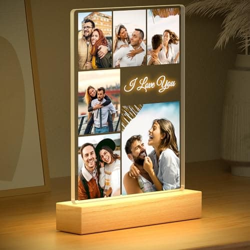 Personalized Anniversary Couple Gifts for Him & Her, Custom Picture Frames with Photo, Personalized Photo Frame with Night Light, Personalized Birthday Gifts for Women & Men