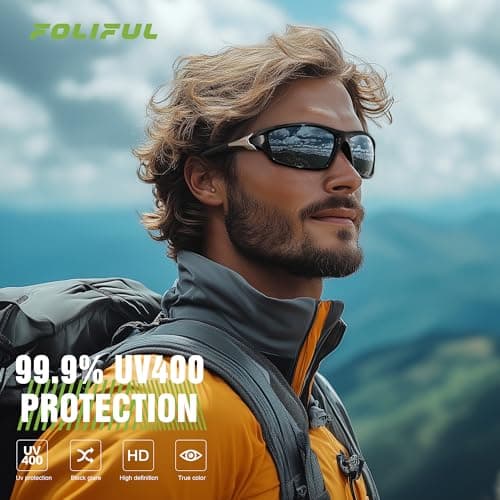 Foliful 3 Pack Polarized Sports Sunglasses for Men, Mens Sunglasses Wrap Around UV400 Protection for Cycling Fishing Driving