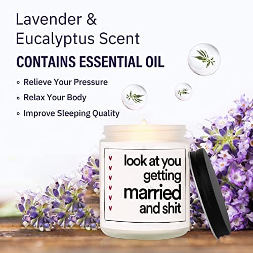 BaubleDazz Funny Wedding Gifts, Bachelorette & Bridal Shower Gift for Bride, 7oz Lavender Scented Soy Wax Candle, Bride to Be, Engagement Gifts for Couples
