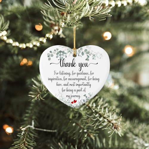 Appreciation Gifts for Women Thank You for Being a Part of My Journey Gifts for Coworkers Friends Nurse Teacher Employee Boss Christmas Tree Decoration Ceramic Heart Ornament