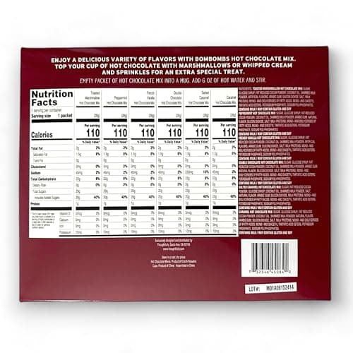 Bombombs Hot Chocolate Mix Gift Set in Mini Cup Packaging, Flavors Include Double Chocolate, French Vanilla, Peppermint, Salted Caramel and More, Set of 6