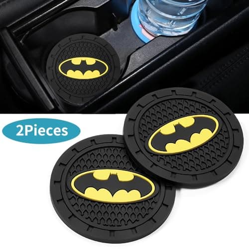 Bat Man 2Pcs Car Cup Holder Coasters for Marvel Fans, The Bat Man Car Coasters for Car Cup Holder Insert,Silicone Non-Slip Car Cup Mat, 2.75 Inch