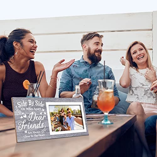 Jetec Wooden Friends Picture Frame 12 x 5.5 Inch Photo Frame Graduation Day Dear Friends Gifts Long Distance Friendship Photo Gifts(Deep Grey)