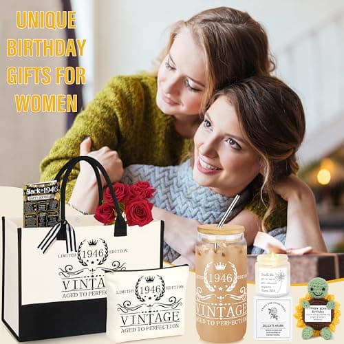 40th 50th 60th Birthday Gifts for Women Tote Bag Birthday Gifts Set for Mom Wife Sister Grandma Birthday Gifts for Her