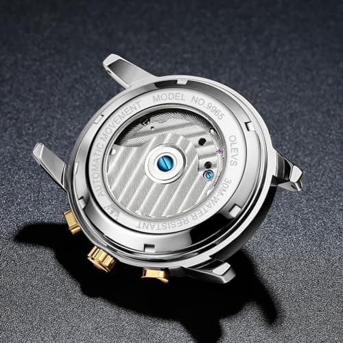 OLEVS Men Automatic Watch Stainless Steel Skeleton Mechanical Date Calendar Luxury Classic Business Waterproof Luminous Wrist Watches