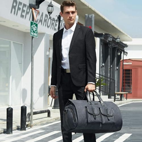 UNIQUEBELLA Convertible Garment Bag for Travel Carry on Garment Duffel Suit Bag with Shoe Compartment Weekend Flight Bag for Men