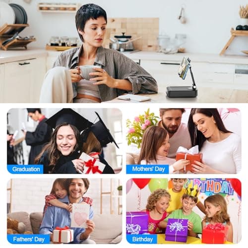 TechGlow Foldable Cellphone Stand with Bluetooth Speaker Power Bank 360° Rotatable Phone Stand Birthday Gifts for Men Women Mother Father Cool Tech Gadgets