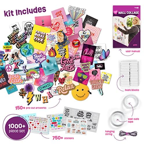 Pretty Me Wall Collage Kit for Teen & Tween Girls - Arts Craft Gift Ideas for Age 11, 12,13, 14, 15, 16 Year Old Girl - Birthday Gifts and Stuff for Teenage Bedroom Decor - Teens Creative Crafts Kits