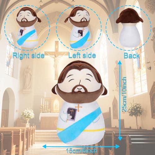 Jesus Stuffed Animal Religious Gifts - My Friend Jesus Plush Doll First Communion Stuffed Animal Bible Pillow Book Perfect for Kids' Gift Toy Pillows Blue 11 Inch