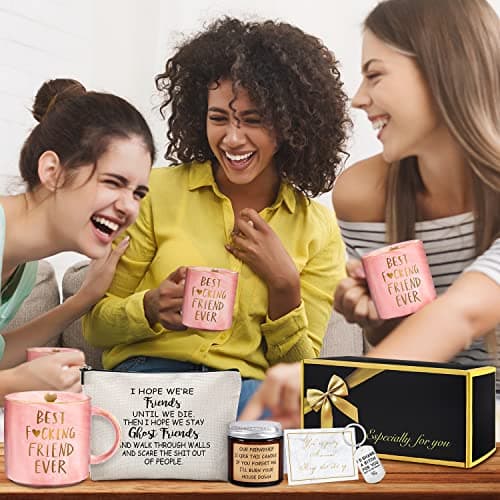 Best Friend Birthday Gifts for Women Friendship Gifts for Women Funny Best Friend Gift for Woman Bestie Gift for Woman Bff Bestfriend, Coffee Mug Makeup Bag Keychain Card