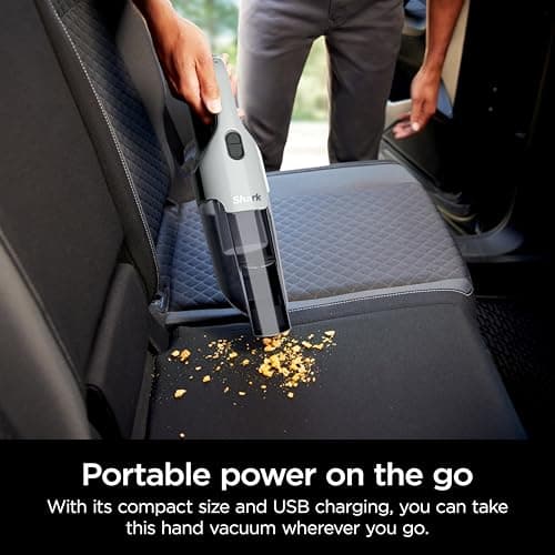 Shark Cyclone PET Handheld Vacuum with, HyperVelocity Suction, Powerful Pet Hair Pickup, Lightweight, XL Dust Cup, Including Upholstery Tool, 8" Crevice Tool, Scrubbing Brush, Pearl White, AA701