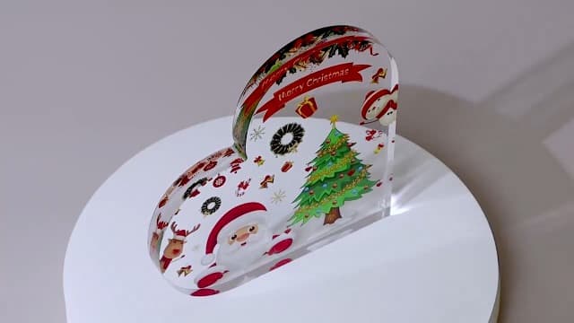 Christmas Decorations Indoor, Christmas Decor for Table, Office Desk, Mantle, Shelf - Acrylic Heart Shaped Gifts for Women/Girls - Holiday Indoor Home Decor