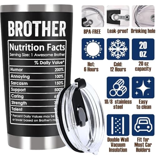 Breezy Valley Brother Gifts, Gifts for Brother from Sister Brother - Best Gifts for Older Little Brother Adult, Funny Brother Birthday Gifts Ideas for Brothers, Presents for Brother Tumbler Coffee Cup