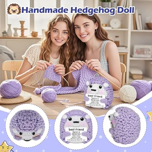 Best Friend Birthday Gifts for Women, Christmas Decorations for Bestie BFF Sister, Friendship Gifts for Women Friends Her Him Female Male Boys Girls, Funny Handmade Crochet Hedgehog Stocking Stuffers