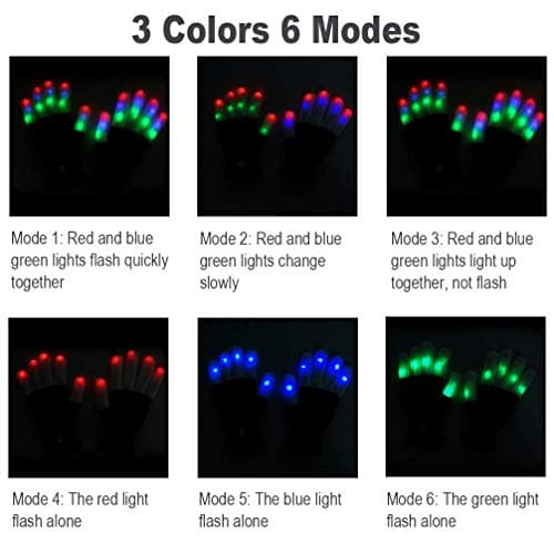 Luwint LED Light Up Rave Gloves for Adults & Teens, Flashing Party Accessories Gift Ideas​ for Halloween Christmas Dance