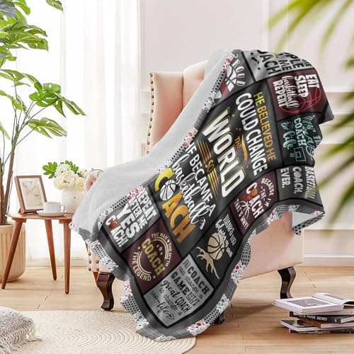 Basketball Coach Gifts for Men Throw Blanket 60 x 50 Inch, Gifts for Basketball Coach