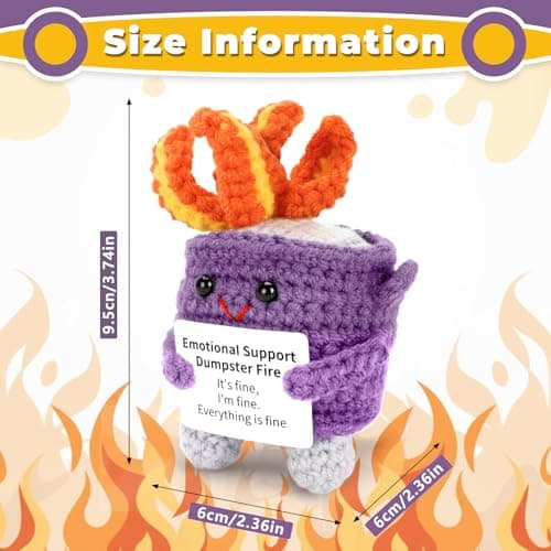 Appreciation Gifts for Her Emotional Dumpster Crochet Fire, Knitting Dumpster Doll, Funny Cheer Up Gag Gifts for Friends Birthday (Purple)