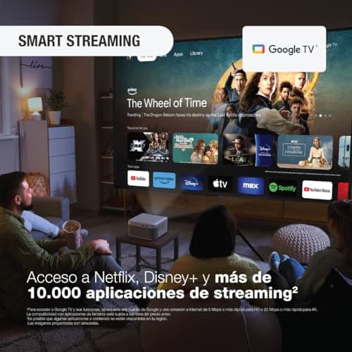 Epson EpiqVision Mini EF21 Portable Smart Laser Projector, Bright 1,000 Lumens, FHD 1080p HDR, 3-Chip 3LCD, Google TV, Netflix, Stereo Speakers, Family Party/Outdoor Backyard/Home Theater - White