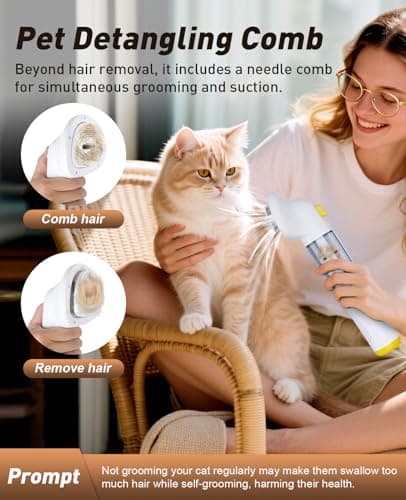 Cordless Dog Vacuum Groomer Kit,Cordless Rechargeable Vacuum Dog Brush for Hair,Handheld mini Pet Vacuum Brush,4200Pa Pet Grooming Cleaner With Comb Hair,Suitable for All Types of Cats and Dogs