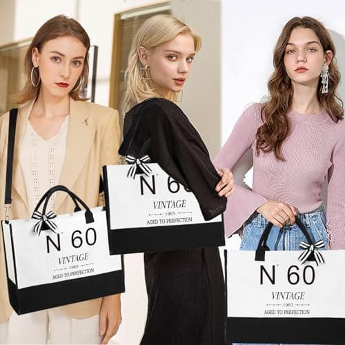 Birthday Gifts for Women Canvas Tote Bag, Unique Gifts for Wife Mom Friends Her, Vintage Handbag Cosmetic Bag Poster