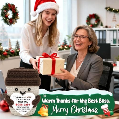 Boss Gifts for Women Boss Lady Leader Manager Supervisor Christmas Birthday Handmade Crochet Coffee Mug Cup Gifts Bosses Day Coffee Lover Thank You Best Great Leader Female Desk Office Decor