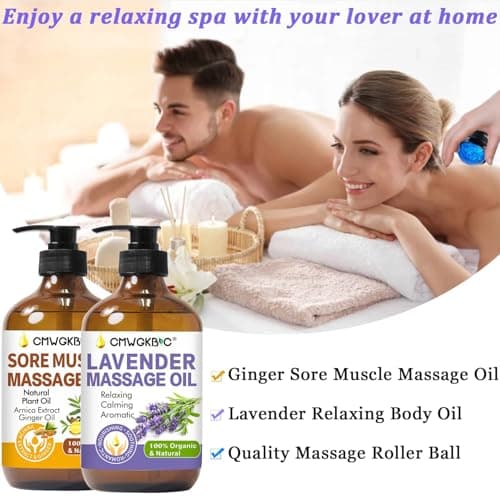 Massage Oil for Massage Therapy,Lymphatic Drainage-Ginger Oil Sore Muscle Arnica Oil &Lavender Oil Relaxing Massage Oils for Date Night,Massage Ball,Fathers Day Gift for Husband,Men, Gifts for Him Her