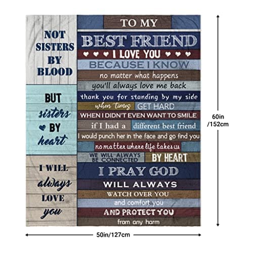 for Best Friends Women Blanket 60"x50", Best Friend Birthday Gifts, Friendship Gifts for Women Friend, Bestie Gifts, Gifts for Female Sister BFF