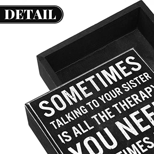 Jetec Funny Sister Gifts Sometimes Talking to Your Sister Is All the Therapy You Need Wood Sign 5.9 x 5.1 Inch Funny Plaques with Sayings Decorative for Christmas Home Decor