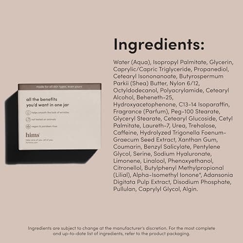 hims Goodnight Wrinkle Cream - Hydrating Men's Face Moisturizer with Hyaluronic Acid, Shea Butter & Caffeine - Reduces Wrinkles While You Sleep - 1 fl oz