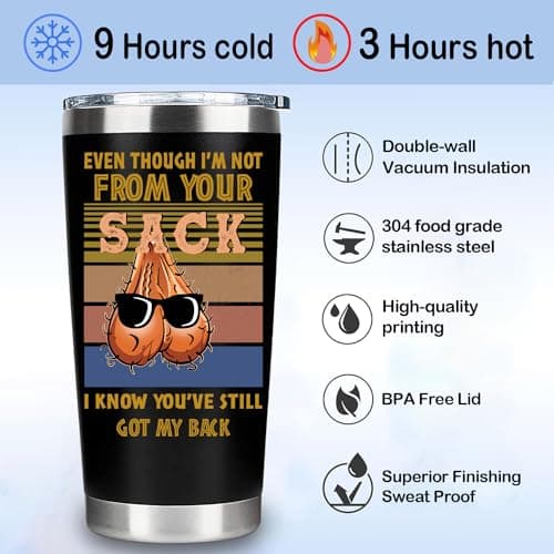 Bonus Dad Gifts - Funny Step Dad Gifts From Daughter, Son, Kids for Christmas Father's Day, Birthday - Best Bonus Dads Travel Coffee Mug 20 oz Tumbler