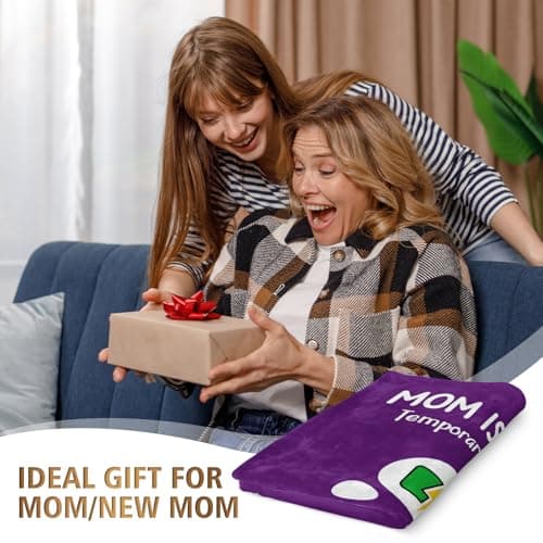 Craftique Gifts for Mom Birthday Christmas- Funny Soft Mom is Charging Blanket- New Moms Gifts for Women, Practical Blanket Throw for Napping Travel, 60”×50”