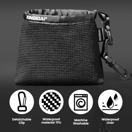 Golf Club and Golf Ball Cleaning Bag - Cleans Club Grooves, Waterproof Clean Face Tech, Detachable Clip, Machine Washable, Stay-Dry Exterior