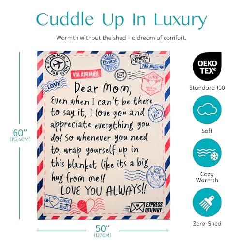 Joiedomi Birthday Gifts for Mom Soft Flannel Mom Blanket for Women Wife Grandma Mothers Day Anniversary Present from Daughter Son 50" x 60" Ivory White